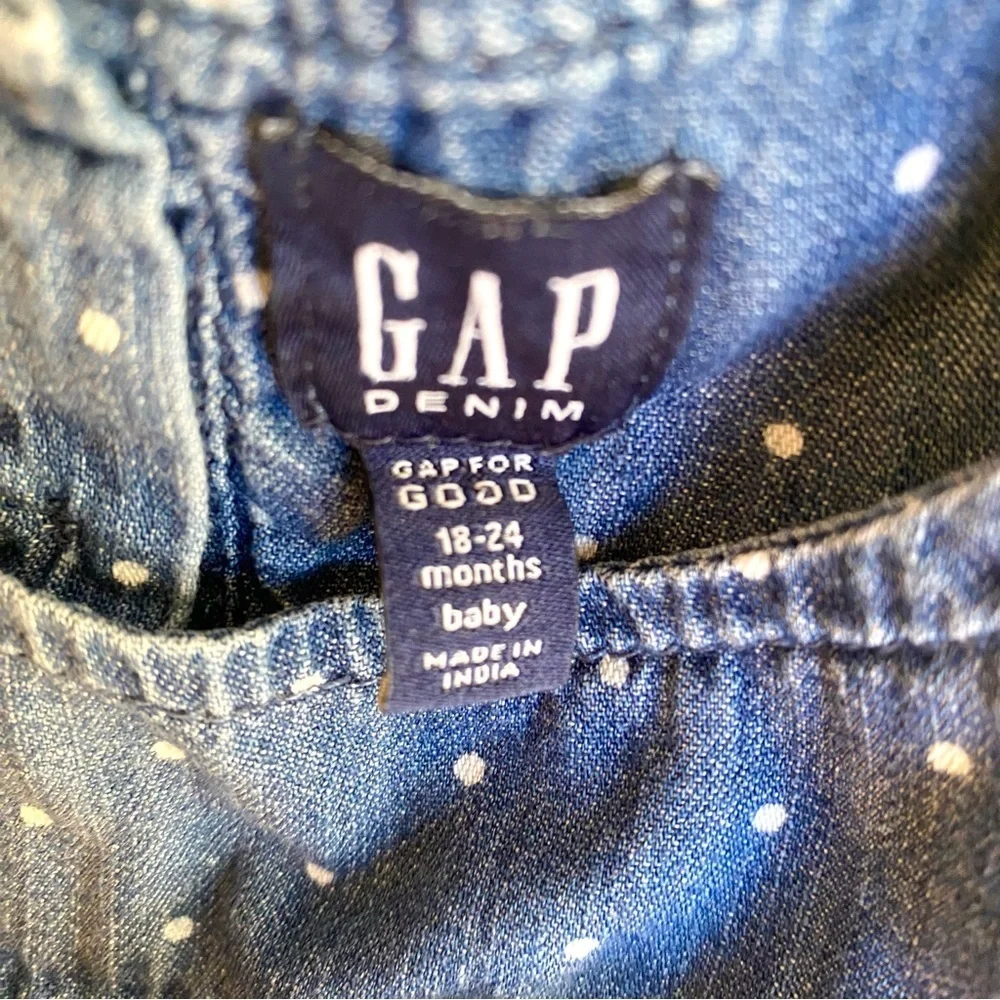 Gap Baby Denim Dot Ruffle Romper 18–24M